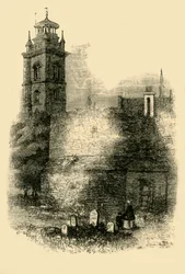 St. Giless, Cripplegate, toont de oude muur, ca. 1872