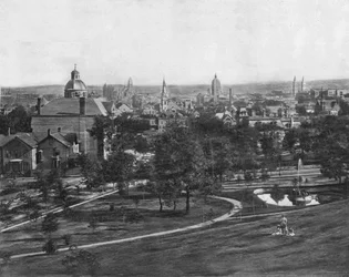 St Paul vanaf Merriams Hill, Minnesota, VS, ca. 1900