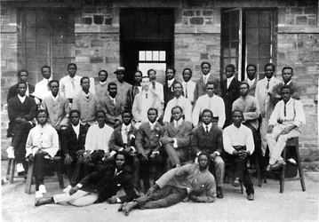 Personeel van een West-Afrikaans overheidsdrukkerij, 1909