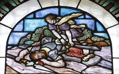 Glas-in-lood: David en Goliath, Boedapest, Hongarije