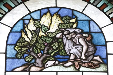Glas-in-lood: Mozes en het vuur, Boedapest, Hongarije