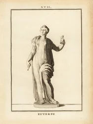 Beeld van Euterpe, muze van de muziek in de Griekse mythologie