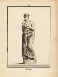 Beeld van Leda, Aetolische prinses en later koningin van Sparta, verleid door Zeus in de vorm van een zwaan