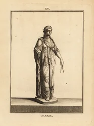 Standbeeld van Urania, de muze van de astronomie, met passer