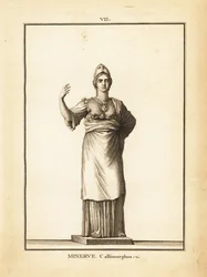 Beeld van de Romeinse godin van wijsheid Minerva Callimorphos, met helm
