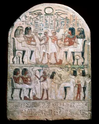 Stenen stèle met een reliëf, Oud-Egyptisch, 156 v.Chr.