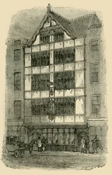 Straatfront van Crosby Hall, ca. 1872