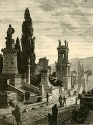 Straat van de graven in Athene, gerestaureerd, 1890