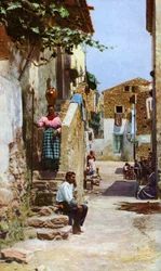 Straatscène, Taormina, Sicilië, Italië, c1923