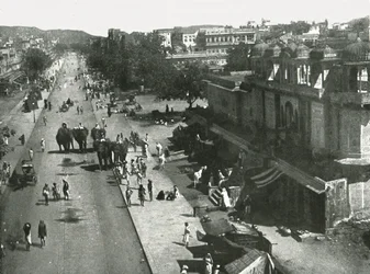 Straatscène in de stad Jaipur, India, 1895