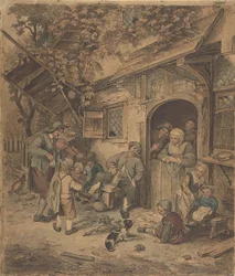 Wandelende Violist bij een Bierhuisdeur, 1625-85