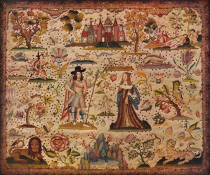 Stumpwerk paneel: de figuren Mars en Venus, ca. 17e eeuw