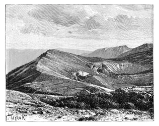 Top van de berg Irazu, Costa Rica, ca. 1890