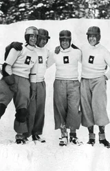 Zwitserse viermans bobsleeteam, Olympische Winterspelen, Garmisch-Partenkirchen, Duitsland, 1936