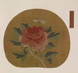 Tapijt: een pioenroos en vlinder, mogelijk Ming-dynastie, 1368-1644