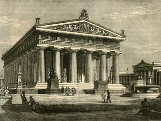 Tempel in Paestum, Gerestaureerd, 1890