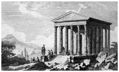 Tempel van Augustus in Mylasa Milas, Turkije, 19e eeuw