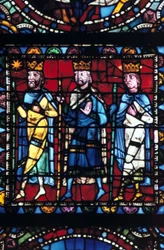 De Aanbidding der Wijzen, glas-in-lood, Kathedraal van Chartres, Frankrijk, 1145-1155