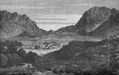 De Argandab-vallei, met rechts de heuvels van de Baba Wali-pas, ca. 1880