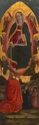 De tenhemelopneming van de Maagd met heiligen van een Augustijns altaarstuk, 1450-75