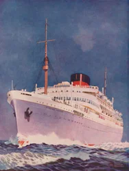 De Aantrekkelijke Kleuren van de Union Castle lijnboot Stirling Castle, 1937