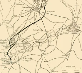 Het slagveld van Neuve Chapelle, Eerste Wereldoorlog, 1915, c1920