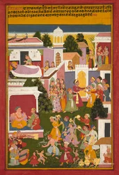 De geboorte van Krishna, uit een Sursagar van Surdas, ca. 1700