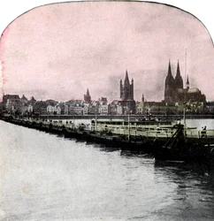 De Brug van Boten over de Rijn, Keulen, Duitsland, begin 20e eeuw