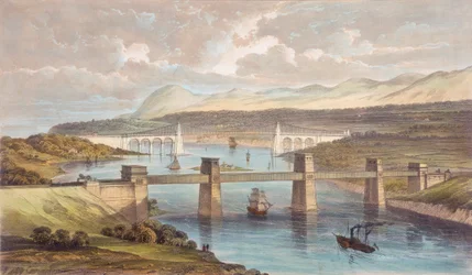 De Britannia Buisbrug, Menai Straat, Wales, c1850