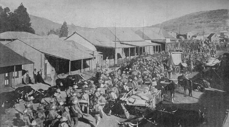Het Britse Leger Marsjeert door de Straten van Pretoria, 1902