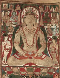 De Boeddha Amitayus Bijgestaan door Bodhisattva