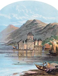 Het kasteel van Chillon, Meer van Genève, Zwitserland, 1864