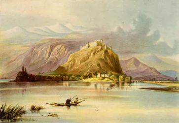 De stad Srinagar Kashmir en Hurri Purbut Fort, 1840s, 1901