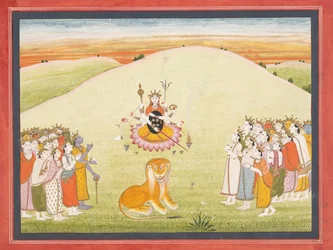 De schepping van Durga: Pagina uit een verspreide Markandeya Purana