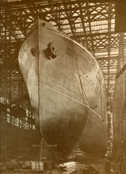 De Cunard Aurania 14.000 ton op de stocks in Newcastle-On-Tyne, ca. 1930