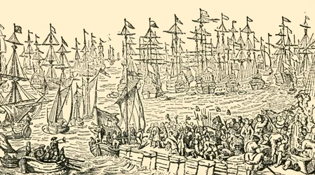 De Inscheping van Willem van Oranje uit Holland naar Engeland, 1688, c1930