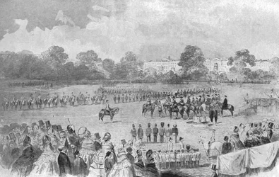 De eerste uitreiking van het Victoria Cross door Koningin Victoria, Hyde Park, 26 juni 1857, 1901