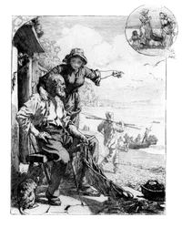 De oogst van de vissers. Makreel in de baai, schets in Zuid-Devon
