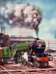 The Flying Scotsman vertrekt van Kings Cross Station, getrokken door No. 2563, 1935-36