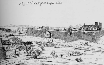 Het Fort bij Vauxhall opgericht ter verdediging van Londen tijdens de Burgeroorlog, c1810