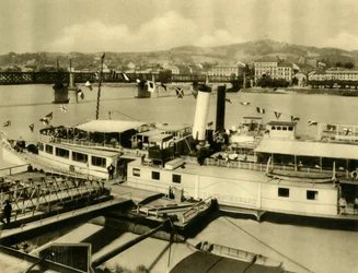 De Franz Schubert stoomboot op de Donau, Linz, Opper-Oostenrijk, ca. 1935