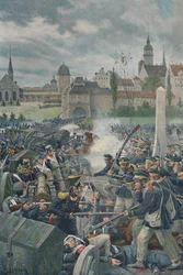 Het Franse leger verlaat Leipzig, 1813, 1896