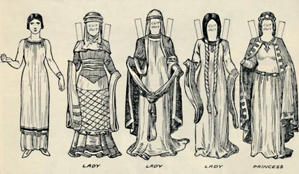De galerij van Britse kostuums: De kleding die mensen droegen in de Normandische tijd, c1934