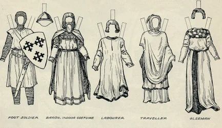 De galerij van Britse kostuums: Soorten kleding in vroege Plantagenettijd, ca. 1934