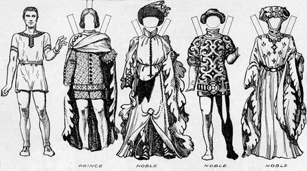 De Galerij van Kostuums: Jurken gedragen in de laatste jaren van het bewind van Edward III, ca 1934