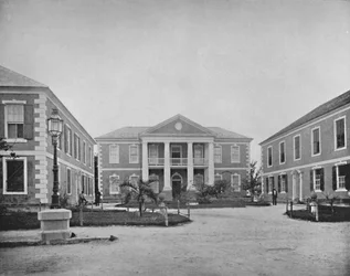De regeringsgebouwen in Nassau, 19e eeuw