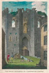 De grote ingang van Caernarvon Castle, 1808