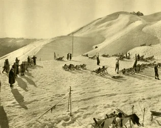 De Hafelekarbahn skilift, Innsbruck, Tirol, Oostenrijk, ca. 1935