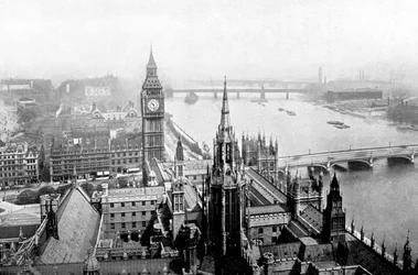 Het Parlement, gezien vanaf Victoria Tower, Westminster, Londen, ca. 1905