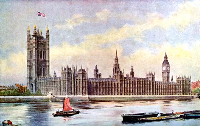 Het Parlement vanuit Lambeth Palace, Westminster, Londen, ca. 1905